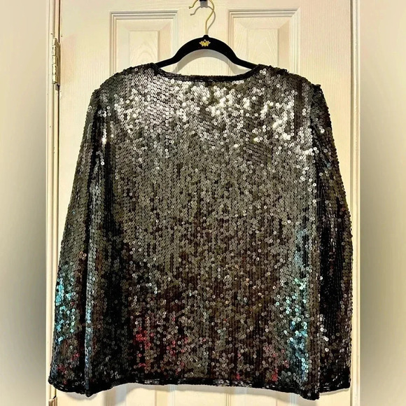 Vintage STENAY Silk and Sequins Hook and Eye Jacket, Size L - Picture 2 of 3